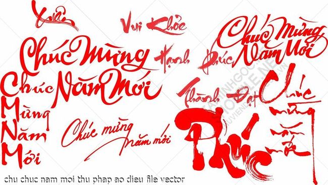 chu chuc nam moi thu phap ao dieu file vector
